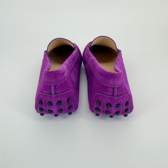 Tod’s Gommini Purple Suede Loafers Size 7.5 EU 38 Womens Driving Flats Italy New - Picture 5 of 9